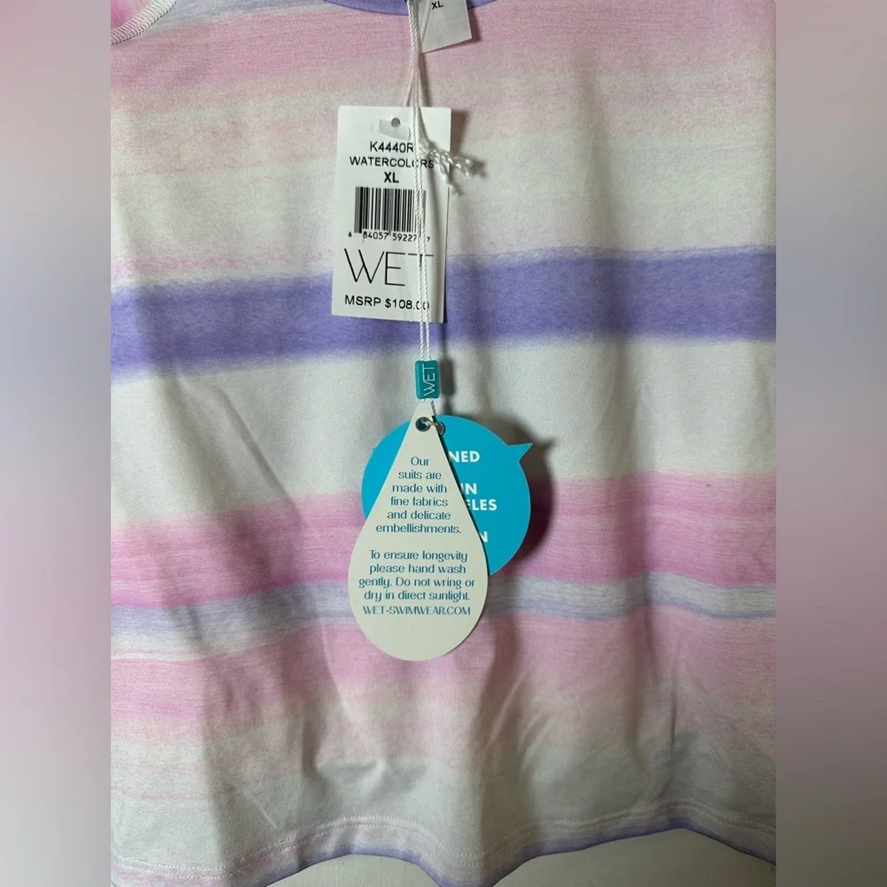 WET Swimwear Watercolors Long Sleeve Crop Top XL‎